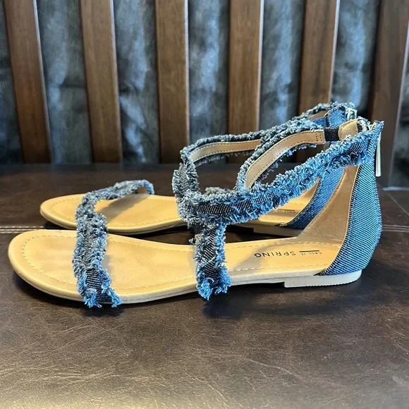 Call It Spring Strappy Denim Sandals - Picture 2 of 4